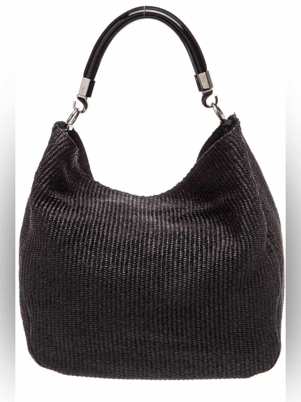 Yves Saint Laurent Rive Gauche Black Raffia Hobo